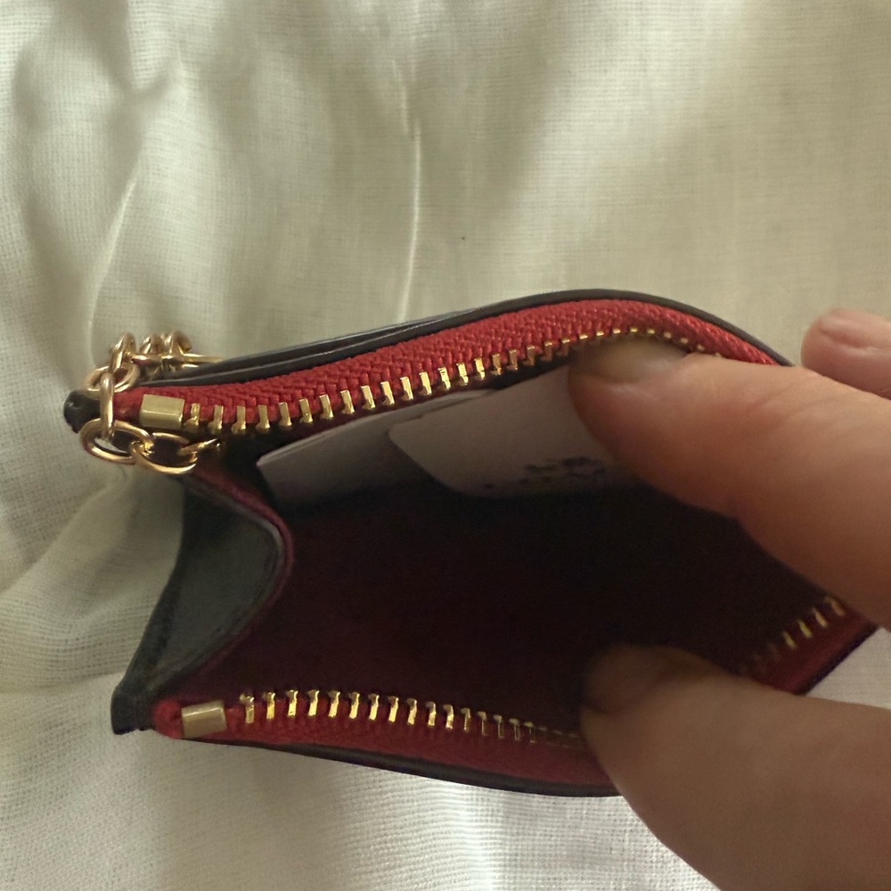 New with tags! Coach Red and Brown Card Holder - Picture 3 of 7